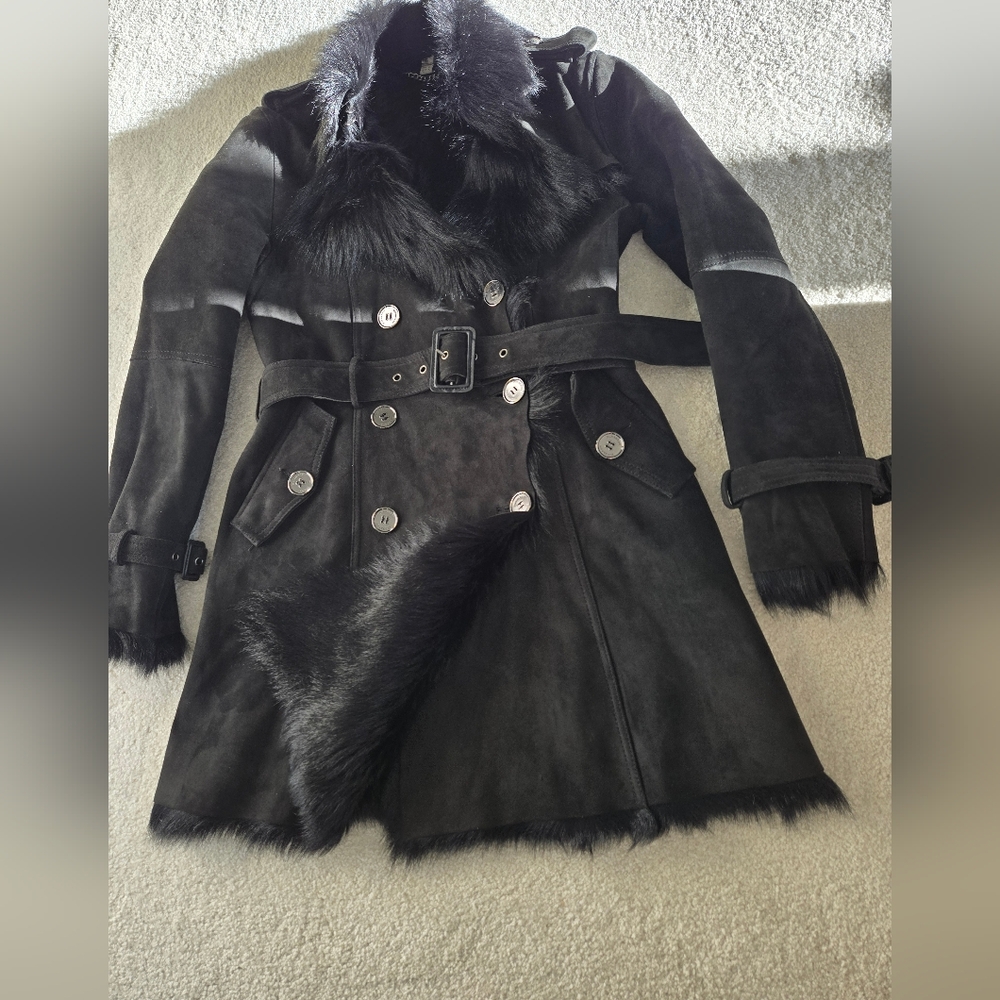Burberry "Tolladine" Shearling Coat Sz Sm
